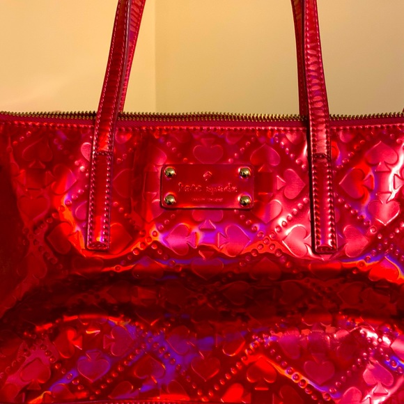 Kate Spade hand bag pink red gently used - Picture 2 of 12